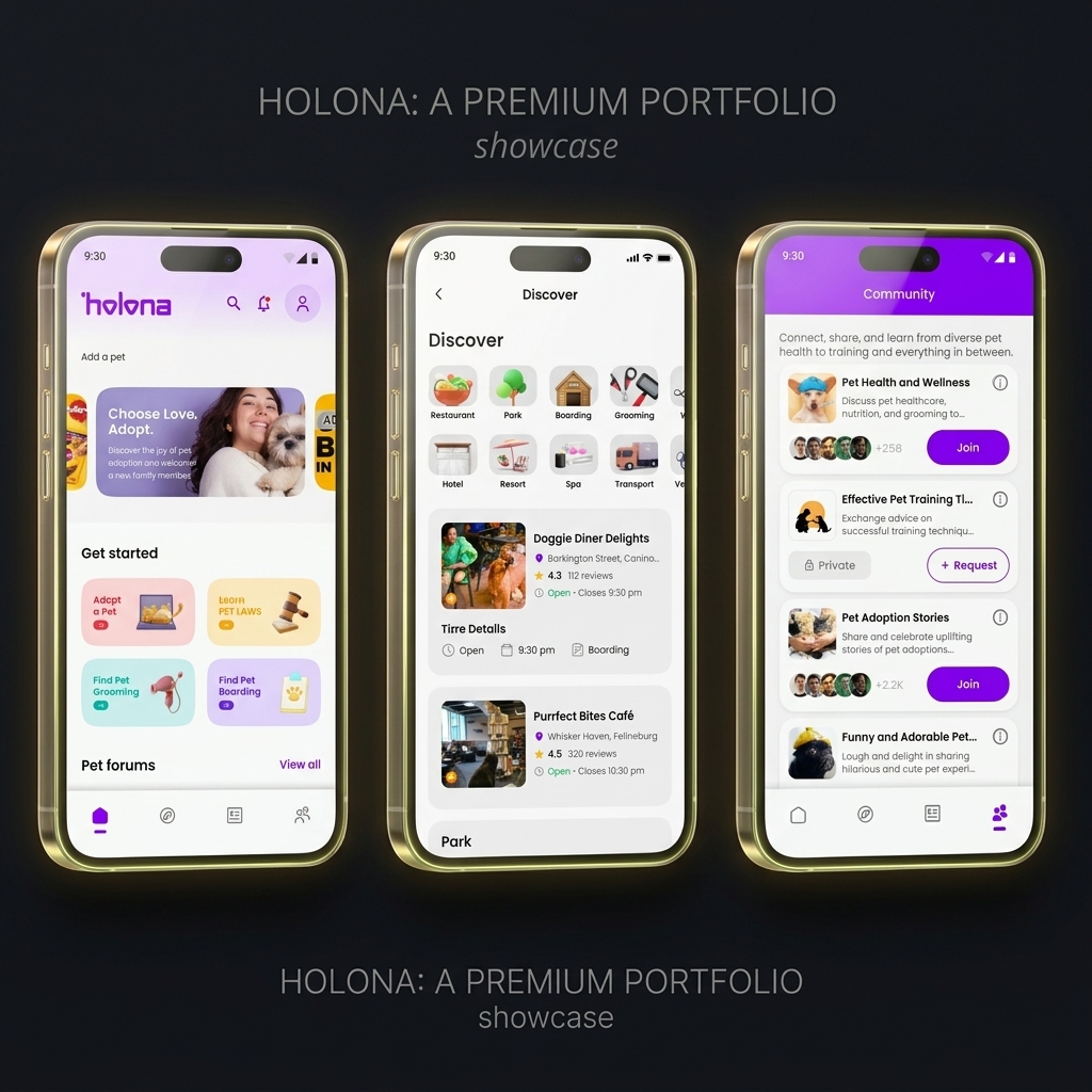 Holona – Pet Care & Services App Mockup