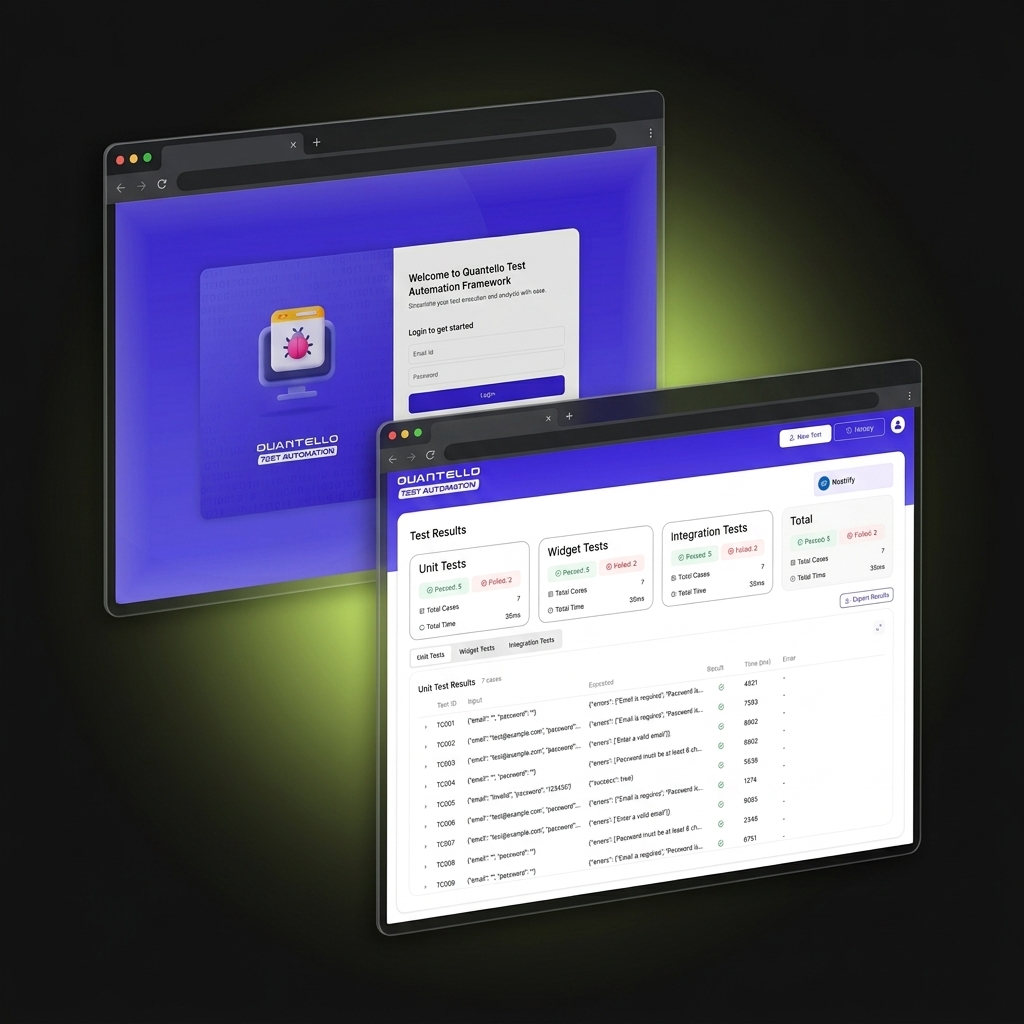 Quantello – Test Automation Platform Mockup